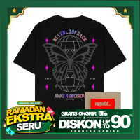 (Gratis Stiker) Ngab Kaos Baju Dewasa Sablon Reflective Rainbow Make A Decision Butterfly Hitam NB13