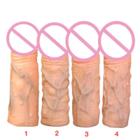 1PC Lengthen Enlargement Penis Sleeve Reusable Condoms Extend Male Penis Extension Sleeves Sex Toys For Man Adults Masturbator 4