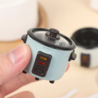 1/12 Mini Rice Cooker Model With Rice Spoon Dollhouse Miniature Kitchen Appliances For Dollhouse Food Accessories Toy