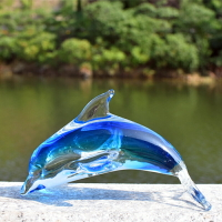 ,玻璃海豚琉璃家居酒柜創意裝飾工藝品小擺件魚缸造景海洋動物禮