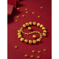 鍍18k金銅珠散珠diy手鏈手串配件銅珠子14K金色小金珠隔珠材料