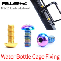 RISK 2pcs/box Road Mountain Titanium Alloy Bike Bicycle M5x12 Water Bottle Cage Fixing Bolts Air Pump Holder Bracket Fixed Screw