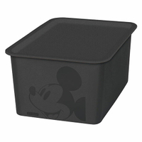 小禮堂 迪士尼 米奇 日製 方形塑膠拿蓋收納箱 玩具箱 衣物箱 4L (S 黑 大臉)
