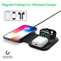 Fold 15W Fast Wireless Charger Pad For Apple Watch iPhone 12 Pro 11 Pro XS Max XR Airpods Pro QI Wireless Charging Dock station