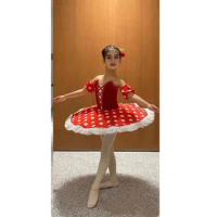 Customized Variation Chipollino Balet Red White Ballet Dress Costume Dance Performance,Children Raleigh Ledford Ballet Tutus