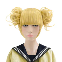 HSIU My Hero Academy cosplay Himiko Toga Wig Short blonde hair+Free Brand Rose Intranet