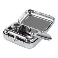 Portable Ashtray Stainless Steel Pocket Ashtray Mini Ashtray with Lid Cigarette Ashtray Container for Smoking Outdoor Travel