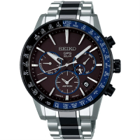 【SEIKO 精工】ASTRON衛星GPS 太陽能鈦金屬男士腕錶/黑藍 43.5mm SK037(5X53-0AD0B/SSH009J1)