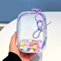 PVC Outdoor Bag for Plush Dolls with Keychain Square Mystery Box Storage Pouch Mystery Toy Organizer Box Transparent Thicken