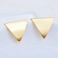 10Pcs 19x21MM 14k Gold Color Brass Long Triangle Stud Earrings High Quality DIY Accessories Jewelry Findings