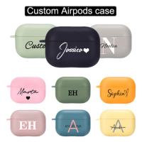 Name Custom for Airpods Pro Case Luxury DIY Name Love Heart Funda Silicone Cover Airpods 2 Case Cute Pod Earphone Accessories