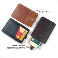 Pull tab wallet dompet kartu tipis unik  - slim wallet kulit asli