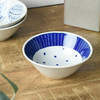 美濃燒靛藍花紋小缽碗-豆紋