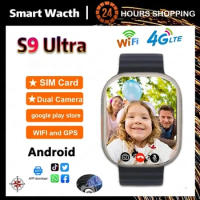 2024 New 4G smart watch GS37 S9 Ultra Android System with Dual camera WiFi GPS SIM card Compass Google Play Store smartwatch