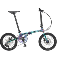 16 Inch Folding Bicycle Chrome Molybdenum Steel 9-speed Portable Urban Folding Bike Double Disc Brake Adult Bikes