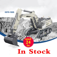 Stock K970 100S 1/14 RC Hydraulic Excavator Metal Excavator Model with Light and Sound System PL18 Adult Remote Control Car Toy