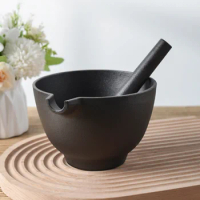 Cast Iron Mortar and Pestle Tool Set, 15cm Mortar and Pestle Set Spice Grinder Herb Grinder Smasher for Kitchen Spices and Pesto