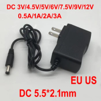 1 pcs 100-240V AC to DC Power Adapter for Charger 3V 4.5V 5V 6V 7.5V 9V 12V 0.5A 1A 2A 3A EU US plug 5.5 mm x 2.1 mm