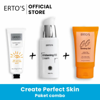 Ertos Best Combo Ever Sunscreen Gel CC Cream GG Glowing Gel Paket Combo Mencerahkan Kulit Wajah Meli