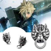 Game Final Fantasy Cloud Strife Wolf Cosplay Costume Props Metal Acrylic Ear Studs Clip Alloy Earrings Accessories Gifts