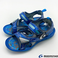 ★日本月星Moonstar機能童鞋閃電競速衝刺系列寬楦運動涼鞋款6095藍(中大童段)
