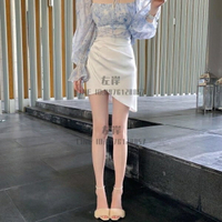 白色不規則短裙春夏新款高腰緞面半身裙女設計感顯瘦A字裙【雲木雜貨】