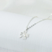 Dây chuyền bạc nữ cỏ bốn lá đính đá phụ kiện lấp lánh C03