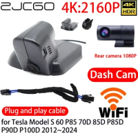 ZJCGO 4K DVR Dash Cam Wifi Front Rear Camera 24h Monitor for Tesla Model S 60 P85 70D 85D P85D P90D P100D 2012~2024