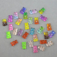40Pcs Glitter Gradient Two-color Resin Small Bears Ornaments DIY Phone Shell Patch Art Materials Hair Accessories Earrings Decor