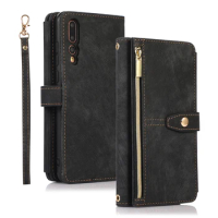 Luxury Zipper Leather Wallet Covers Case For HUAWEI P20 Pro Lite Nova 3e Card Slots Phone Bag