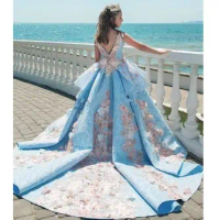 Girl Dresses A-Line For Weddings Court Train Kid Birthday Tulle Appliques Ball Gown Pageant Party Go