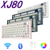 Wireless BT XJ80 Display Screen Mechanical Keyboard For WIN/MAC Bluetooth/2.4G/Type-C 5000mA Battery Gasket Hot Swap Keyboard