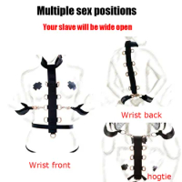 BDSM Multiple Sex Position Harness,Behind Back Armbinder Handcuffs Collar Bondage Set,Neck-Wrist Restraint,SM Games