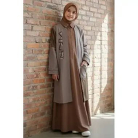 Lunango Official - Gamis Outer Couple Dewasa LG 915 & Gamis Anak LGA 917 Kesan 2pcs Motif Kekinian B