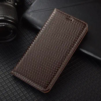 Genuine leather Woven case for OPPO Reno 6 7 8 8T 8Z 9 PRO PLUS SE LITE 4G 5G Magnets Flip Funda cover