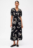GAP Short Sleeve Puff Sleeve V-Neck Maxi Dress