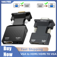 VGA to HDMI-compatible Converter Adapter HD 1080P VGA Adapter For PC Laptop To HDTV Projector Video Audio HDMI-compatible TO VGA