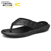 Camel Active 2022 New Brand Slippers Men Summer Flat Sandals Casual Beach Flip Flops Shoes Non-slip Men's Shoes Home Slippers