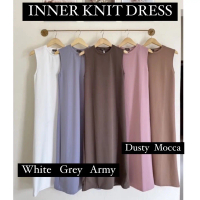 Inner Knit Dress Wanita Casual Tanpa Lengan Premium Melar Stretch Tebal  Nyaman Basic Terusan  Panja