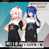Anime Game Arknights Nian Mostima Summer New Casual T-shirt Cosplay Costume Men Women Harajuku Loose Unisex Tee pullover Tops