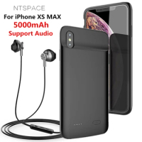 Power Bank Charging Cover For iPhone XS Max Smart Battery Case 5000mAh Liquid Silicone Shockproof External Battery Charger Cases