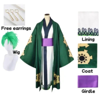 Anime Roronoa Zoro Cosplay Costume One Wano Piece Kimono Robe Cloak Belt Full Suit Outfit Costume Cl