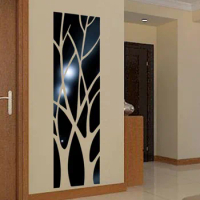 3D Mirror Wall Sticker Tree Acrylic Decal DIY Art Mirror Surface Wall Sticker for TV Background Home Living Room Bedroom Decor