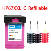 Compatible Refillable Ink Cartridge For HP67 67XL 67XXL ​DeskJet 1255 2721 2722 2723 2724 2725 2726 2727 2729 2732 ​2733 Printer