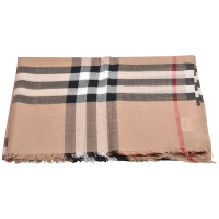BURBERRY 經典格紋羊毛混絲披肩/圍巾(棕色)