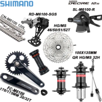 Shimano Deore M6100 12V Complete Groupset 1X12 Speed SL+RD FC 170/175MM 30/32T Cube 12S Cassette 32H HG/MS QR Hub MTB K7 12S Kit