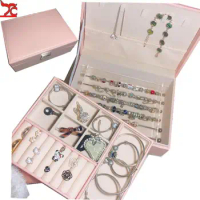 Travel Pu Leather Jewelry Box Portable Bracelet Drawer Pandora Charms Carrying Case Gemstone Organizer Trollbeads Collection Box