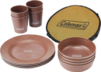 日本代購 Coleman 竹製 4人份 餐具組 2000038927 環保餐具 馬克杯 盤子 碗 露營 套裝組 附收納包