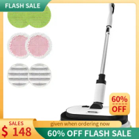 Cordless Electric Mop, Floor Cleaner with LED Headlight,Dual-Motor Powerful Spin Mop with 300ML Water Tank,Self-Propelled