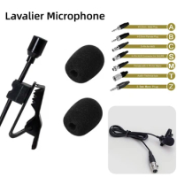 Omnidirectional Lavalier Lapel Clip Microphone 3.5mm 4-Pin XLR For Wireless System Mic Microphone For Mobile Phone PC Laptop